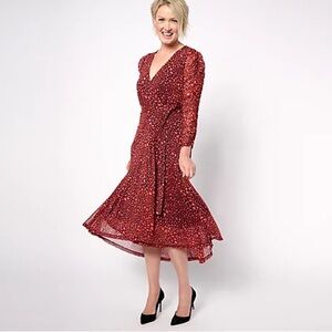 Susan Graver Printed Mesh Wrap Dress NWOT